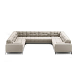 Bali 9-Sitzer Panorama Sofa aus Strukturierter Stoff in Beige (Neve 04), Beine in Schwarzes Metall, 327x256x75 cm von Cosmopolitan Design – Bild 3