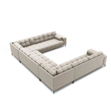 Bali 9-Sitzer Panorama Sofa aus Strukturierter Stoff in Beige (Neve 04), Beine in Schwarzes Metall, 327x256x75 cm von Cosmopolitan Design – Bild 4