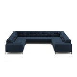 Bali 9-Sitzer Panorama Sofa aus Strukturierter Stoff in Blau (Neve 77), Beine in Schwarzes Metall, 327x256x75 cm von Cosmopolitan Design – Bild 3