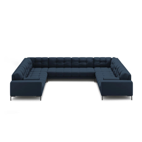 Bali 9-Sitzer Panorama Sofa aus Strukturierter Stoff in Blau (Neve 77), Beine in Schwarzes Metall, 327x256x75 cm von Cosmopolitan Design – Bild 3