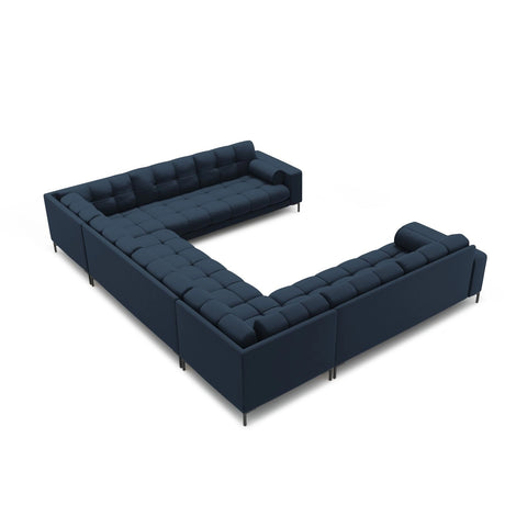 Bali 9-Sitzer Panorama Sofa aus Strukturierter Stoff in Blau (Neve 77), Beine in Schwarzes Metall, 327x256x75 cm von Cosmopolitan Design – Bild 4