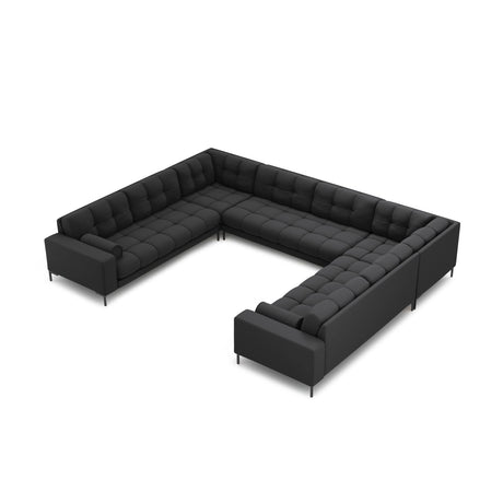 Bali 9-Sitzer Panorama Sofa aus Strukturierter Stoff in Dunkelgrau (Neve 97), Beine in Schwarzes Metall, 327x256x75 cm von Cosmopolitan Design – Bild 1