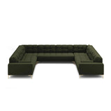 Bali 9-Sitzer Panorama Sofa aus Strukturierter Stoff in Grün (Neve 39), Beine in Goldmetall, 327x256x75 cm von Cosmopolitan Design – Bild 3