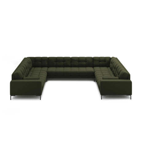 Bali 9-Sitzer Panorama Sofa aus Strukturierter Stoff in Grün (Neve 39), Beine in Schwarzes Metall, 327x256x75 cm von Cosmopolitan Design – Bild 3