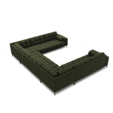 Bali 9-Sitzer Panorama Sofa aus Strukturierter Stoff in Grün (Neve 39), Beine in Schwarzes Metall, 327x256x75 cm von Cosmopolitan Design – Bild 4