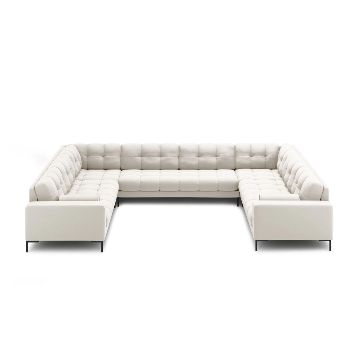 Bali 9-Sitzer Panorama Sofa aus Strukturierter Stoff in Hellbeige (Neve 02), Beine in Schwarzes Metall, 327x256x75 cm von Cosmopolitan Design – Bild 3