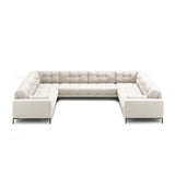 Bali 9-Sitzer Panorama Sofa aus Strukturierter Stoff in Hellbeige (Neve 02), Beine in Schwarzes Metall, 327x256x75 cm von Cosmopolitan Design – Bild 3