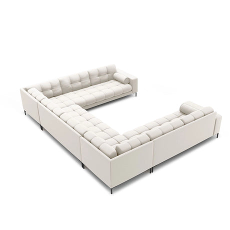 Bali 9-Sitzer Panorama Sofa aus Strukturierter Stoff in Hellbeige (Neve 02), Beine in Schwarzes Metall, 327x256x75 cm von Cosmopolitan Design – Bild 4