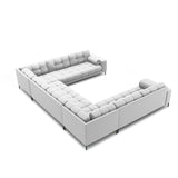 Bali 9-Sitzer Panorama Sofa aus Strukturierter Stoff in Hellgrau (Neve 80), Beine in Schwarzes Metall, 327x256x75 cm von Cosmopolitan Design – Bild 4