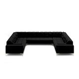 Bali 9-Sitzer Panorama Sofa aus Strukturierter Stoff in Schwarz (Neve 100), Beine in Goldmetall, 327x256x75 cm von Cosmopolitan Design – Bild 3