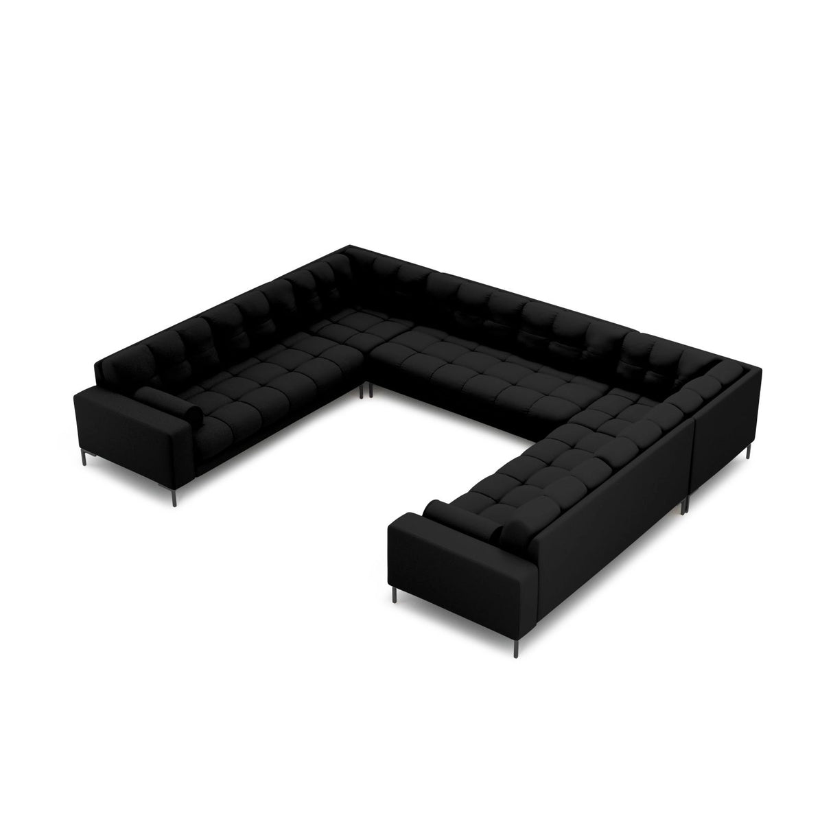 Bali 9-Sitzer Panorama Sofa aus Strukturierter Stoff in Schwarz (Neve 100), Beine in Schwarzes Metall, 327x256x75 cm von Cosmopolitan Design – Bild 1