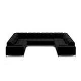 Bali 9-Sitzer Panorama Sofa aus Strukturierter Stoff in Schwarz (Neve 100), Beine in Schwarzes Metall, 327x256x75 cm von Cosmopolitan Design – Bild 3