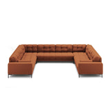 Bali 9-Sitzer Panorama Sofa aus Strukturierter Stoff in Ziegelstein (Neve 52), Beine in Schwarzes Metall, 327x256x75 cm von Cosmopolitan Design – Bild 3