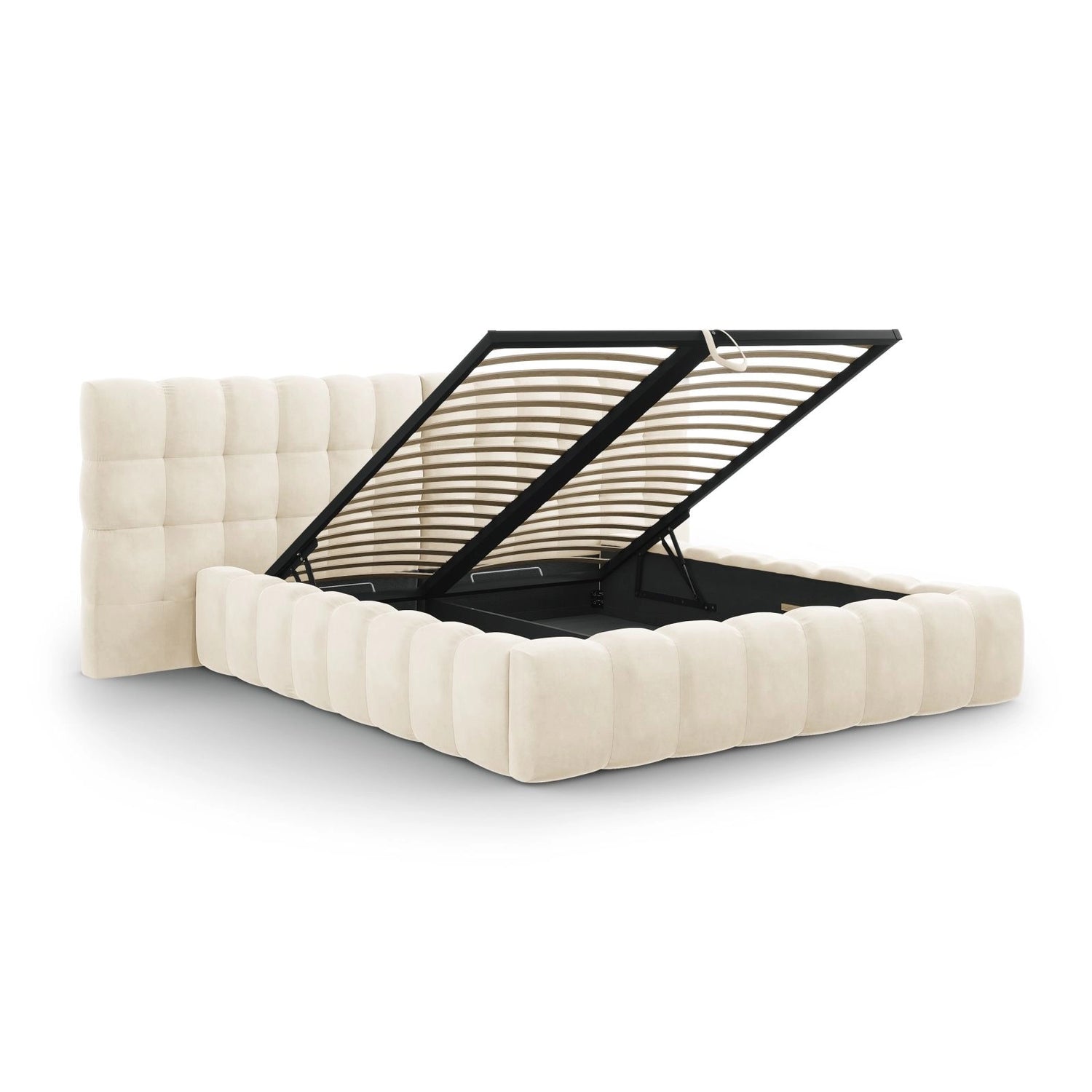 Bali Bett mit Doppelkopfteil und Stauraum, Samtoptik, 200x200 cm von Cosmopolitan Design – Bild 6