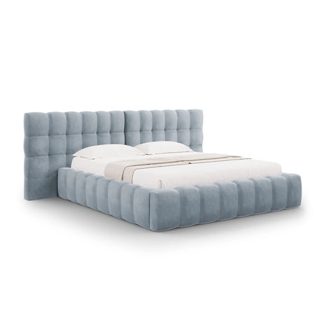 Bali Bett mit Doppelkopfteil und Stauraum, aus Samt (Blu06) in Hellblau, 140x200 cm von Cosmopolitan Design – Bild 1