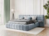 Bali Bett mit Doppelkopfteil und Stauraum, aus Samt (Blu06) in Hellblau, 160x200 cm von Cosmopolitan Design – Bild 2