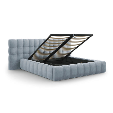 Bali Bett mit Doppelkopfteil und Stauraum, aus Samt (Blu06) in Hellblau, 160x200 cm von Cosmopolitan Design – Bild 6