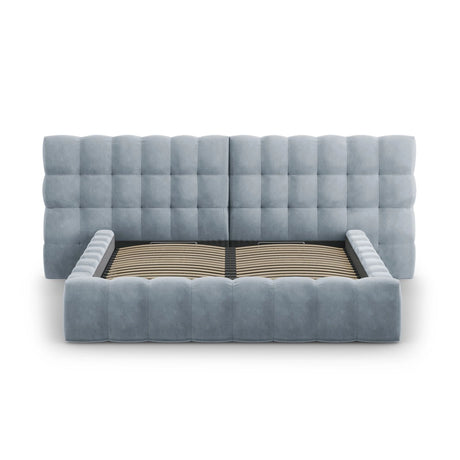 Bali Bett mit Doppelkopfteil und Stauraum, aus Samt (Blu06) in Hellblau, 180x200 cm von Cosmopolitan Design – Bild 5