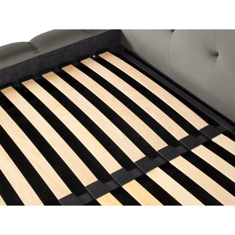 Bali Bett mit Doppelkopfteil und Stauraum, aus Samt (Blu13) in Hellgrau, 180x200 cm von Cosmopolitan Design – Bild 8