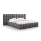 Bali Bett mit Doppelkopfteil und Stauraum, aus Samt (Blu14) in Grau, 140x200 cm von Cosmopolitan Design – Bild 1