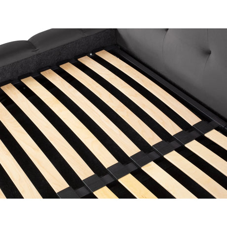 Bali Bett mit Doppelkopfteil und Stauraum, aus Samt (Blu14) in Grau, 140x200 cm von Cosmopolitan Design – Bild 8