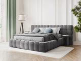 Bali Bett mit Doppelkopfteil und Stauraum, aus Samt (Blu14) in Grau, 180x200 cm von Cosmopolitan Design – Bild 2