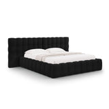 Bali Bett mit Doppelkopfteil und Stauraum, aus Samt (Blu19) in Schwarz, 140x200 cm von Cosmopolitan Design – Bild 1