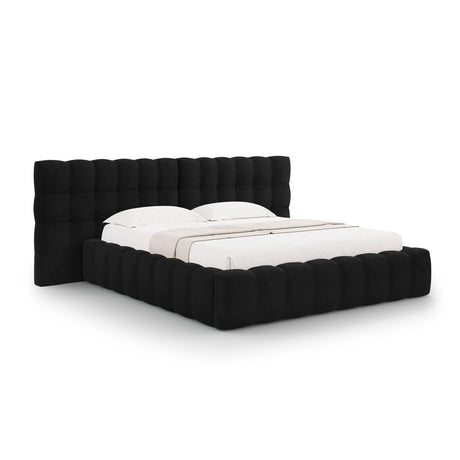 Bali Bett mit Doppelkopfteil und Stauraum, aus Samt (Blu19) in Schwarz, 140x200 cm von Cosmopolitan Design – Bild 1