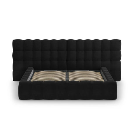 Bali Bett mit Doppelkopfteil und Stauraum, aus Samt (Blu19) in Schwarz, 140x200 cm von Cosmopolitan Design – Bild 5