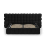 Bali Bett mit Doppelkopfteil und Stauraum, aus Samt (Blu19) in Schwarz, 160x200 cm von Cosmopolitan Design – Bild 5