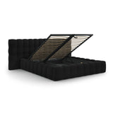 Bali Bett mit Doppelkopfteil und Stauraum, aus Samt (Blu19) in Schwarz, 180x200 cm von Cosmopolitan Design – Bild 6