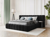 Bali Bett mit Doppelkopfteil und Stauraum, aus Samt (Blu19) in Schwarz, 200x200 cm von Cosmopolitan Design – Bild 2