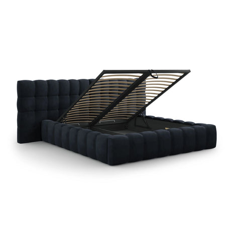 Bali Bett mit Doppelkopfteil und Stauraum, aus Samt (Blu89) in Dunkelblau, 140x200 cm von Cosmopolitan Design – Bild 6