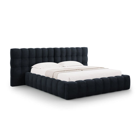 Bali Bett mit Doppelkopfteil und Stauraum, aus Samt (Blu89) in Dunkelblau, 160x200 cm von Cosmopolitan Design – Bild 1