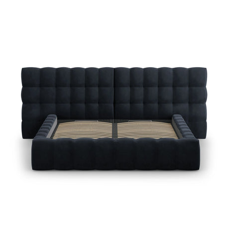 Bali Bett mit Doppelkopfteil und Stauraum, aus Samt (Blu89) in Dunkelblau, 160x200 cm von Cosmopolitan Design – Bild 5