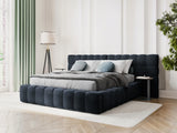 Bali Bett mit Doppelkopfteil und Stauraum, aus Samt (Blu89) in Dunkelblau, 180x200 cm von Cosmopolitan Design – Bild 2