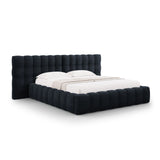 Bali Bett mit Doppelkopfteil und Stauraum, aus Samt (Blu89) in Dunkelblau, 200x200 cm von Cosmopolitan Design – Bild 1