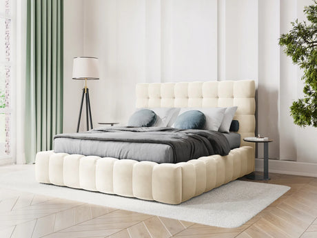 Bali Bett mit Kopfteil und Stauraum, Samtoptik, 140x200 cm von Cosmopolitan Design – Bild 2