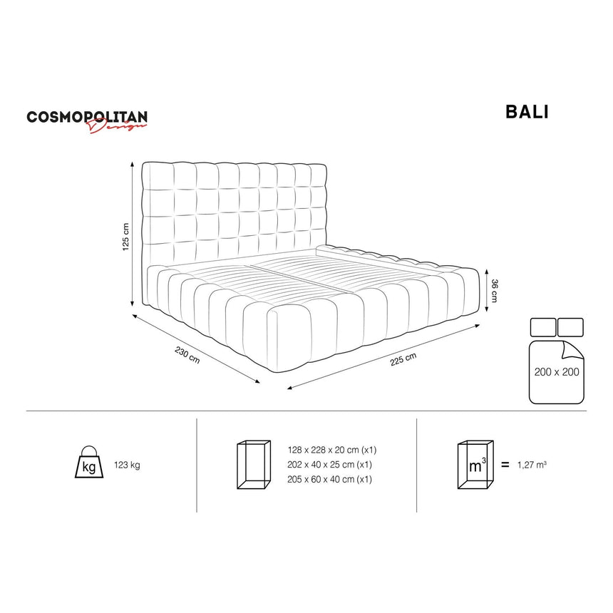 Bali Bett mit Kopfteil und Stauraum, Samtoptik, 200x200 cm von Cosmopolitan Design – Bild 3