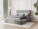 Bali Bett mit Kopfteil und Stauraum, aus Samt (Blu13) in Hellgrau, 180x200 cm von Cosmopolitan Design – Bild 2
