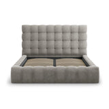 Bali Bett mit Kopfteil und Stauraum, aus Samt (Blu13) in Hellgrau, 180x200 cm von Cosmopolitan Design – Bild 5
