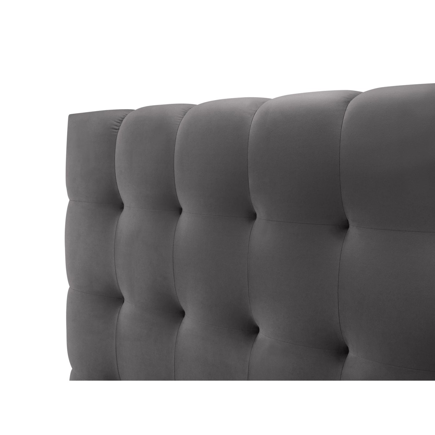 Bali Bett mit Kopfteil und Stauraum, aus Samt (Blu14) in Grau, 160x200 cm von Cosmopolitan Design – Bild 7