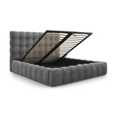 Bali Bett mit Kopfteil und Stauraum, aus Samt (Blu14) in Grau, 180x200 cm von Cosmopolitan Design – Bild 6