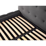 Bali Bett mit Kopfteil und Stauraum, aus Samt (Blu14) in Grau, 180x200 cm von Cosmopolitan Design – Bild 8