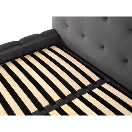 Bali Bett mit Kopfteil und Stauraum, aus Samt (Blu14) in Grau, 180x200 cm von Cosmopolitan Design – Bild 8