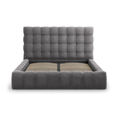 Bali Bett mit Kopfteil und Stauraum, aus Samt (Blu14) in Grau, 200x200 cm von Cosmopolitan Design – Bild 5