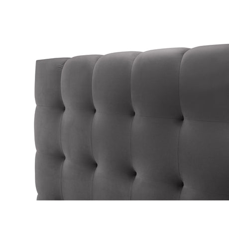 Bali Bett mit Kopfteil und Stauraum, aus Samt (Blu14) in Grau, 200x200 cm von Cosmopolitan Design – Bild 7
