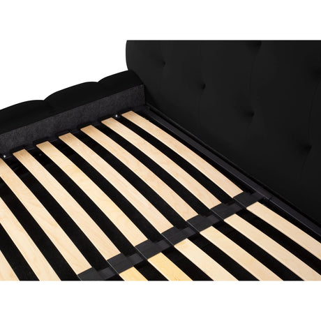 Bali Bett mit Kopfteil und Stauraum, aus Samt (Blu19) in Schwarz, 140x200 cm von Cosmopolitan Design – Bild 8