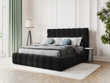 Bali Bett mit Kopfteil und Stauraum, aus Samt (Blu19) in Schwarz, 160x200 cm von Cosmopolitan Design – Bild 2