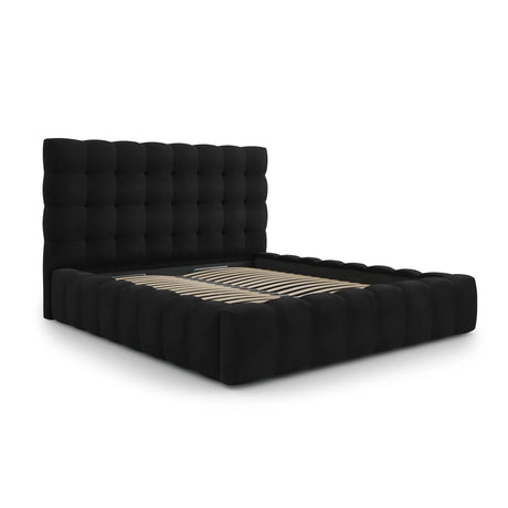 Bali Bett mit Kopfteil und Stauraum, aus Samt (Blu19) in Schwarz, 180x200 cm von Cosmopolitan Design – Bild 4